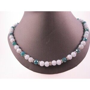 Necklace  & Earrings Green gemstones with Bali Silver